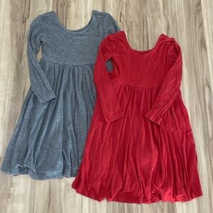 Little Sleepies 4T Bundle-Heather Charcoal and Red Ribbed Twirl Dresses ✨